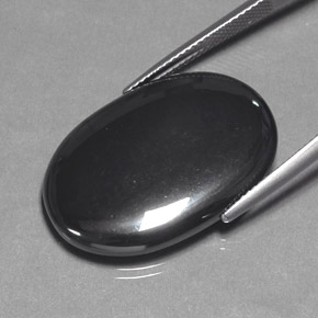 Hematita gris natural de 31,89 ct, corte óvalo, opaco