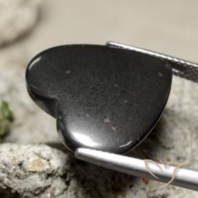 Hematites Gris oscuro natural de 23.99 ct, Corazón, Opaco