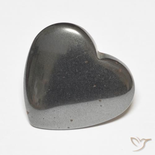 23.70ct Natural Gris plateado Hematites, Corazón, Opaco