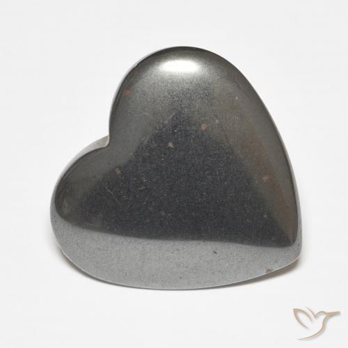 Hematites Gris plateado natural de 23.70 ct, Corazón, Opaco