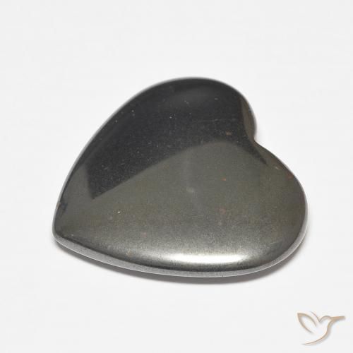 Hematites Gris plateado natural de 23.70 ct, Corazón, Opaco