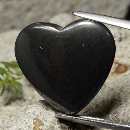 23.29ct Natural Gris negro Hematites, Corazón, Opaco