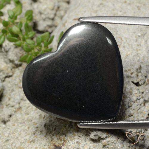 23.58ct Natural Gris negro Hematites, Corazón, Opaco