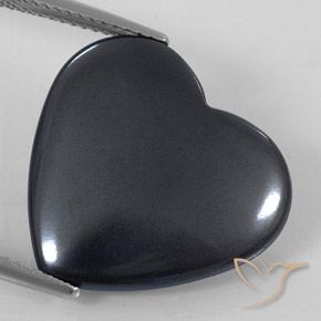22.83ct Natural Gris negro Hematites, Corazón, Opaco