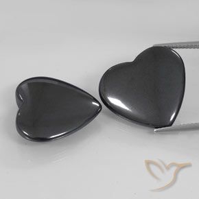 46.25ctw Natural Gris negro Hematites, Corazón, Opaco