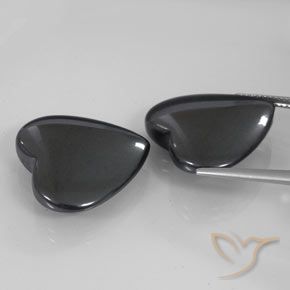 Gemas de Hematites Gris negro natural de 46.25 ct, Corazón, Opaco