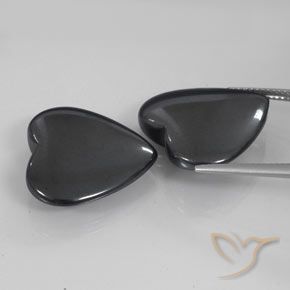 Gemas de Hematites Gris oscuro natural de 46.56 ct, Corazón, Opaco