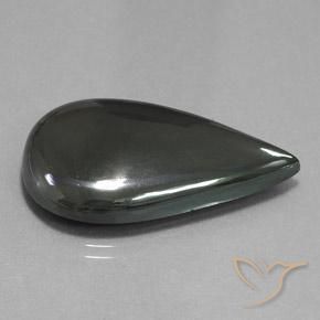 Hematites Gris oscuro natural de 53.68 ct, En forma de pera, Opaco