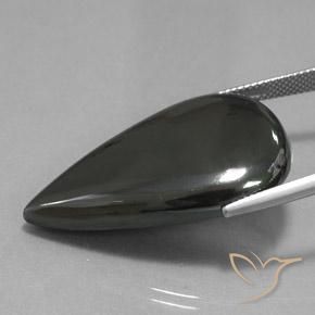 Hematites Gris oscuro natural de 53.68 ct, En forma de pera, Opaco