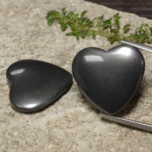 46.25ctw Natural Gris oscuro Hematites, Corazón, Opaco
