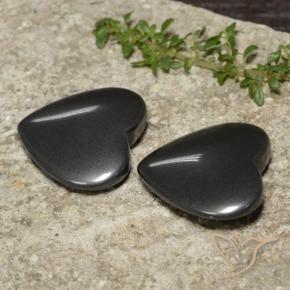 Gemas de Hematites Gris oscuro natural de 46.25 ct, Corazón, Opaco