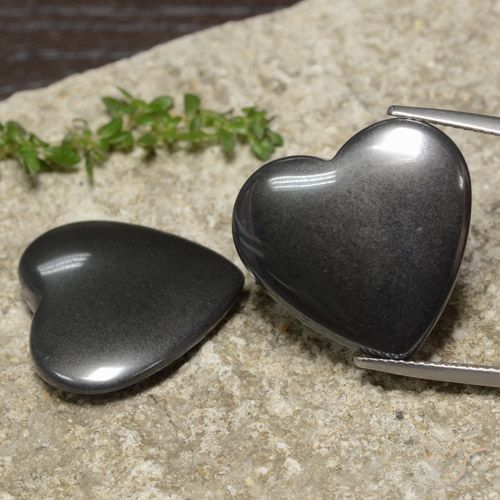 46.55ctw Natural Gris oscuro Hematites, Corazón, Opaco