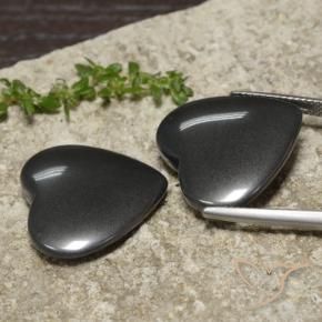 Gemas de Hematites Gris oscuro natural de 46.55 ct, Corazón, Opaco
