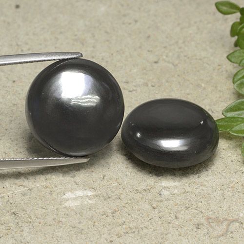 Gemas de Hematites Gris negro natural de 42.45 ct, Corte Redondo, Opaco