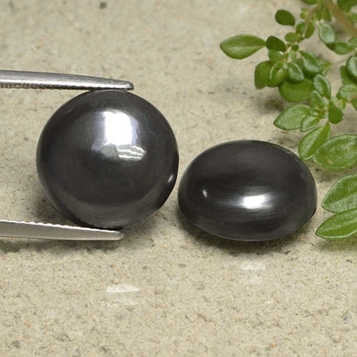 Gemas de Hematites Gris negro natural de 32.54 ct, Corte Redondo, Opaco