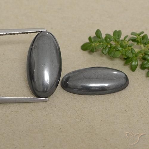 19.31ctw Natural Gris oscuro Hematites, Ovalada, Opaco