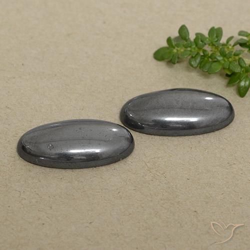 Gemas de Hematites Gris oscuro natural de 19.31 ct, Ovalada, Opaco