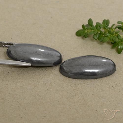Gemas de Hematites Gris oscuro natural de 19.31 ct, Ovalada, Opaco