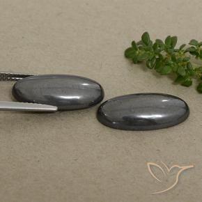 Gemas de Hematites Gris negro natural de 18.06 ct, Ovalada, Opaco