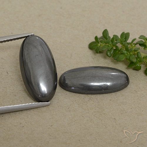18.34ctw Natural Gris negro Hematites, Ovalada, Opaco