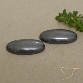 Gemas de Hematites Gris negro natural de 18.34 ct, Ovalada, Opaco