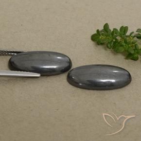 Gemas de Hematites Gris negro natural de 18.34 ct, Ovalada, Opaco