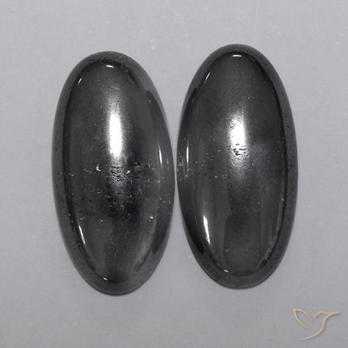 18.04ctw Natural Gris negro Hematites, Ovalada, Opaco