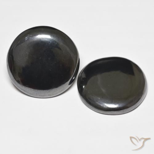Gemas de Hematites Gris oscuro natural de 83.94 ct, Redondo, Opaco