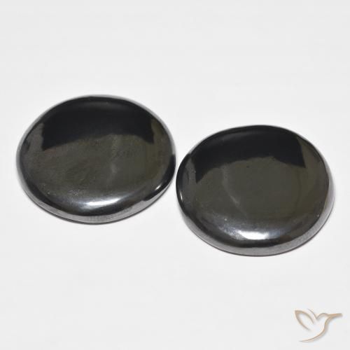 Gemas de Hematites Gris oscuro natural de 83.94 ct, Redondo, Opaco