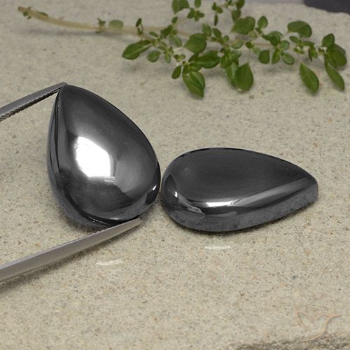 73.93ctw Natural Gris oscuro Hematites, En forma de pera, Opaco