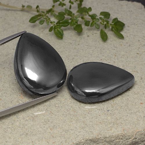 80.40ctw Natural Gris negro Hematites, En forma de pera, Opaco
