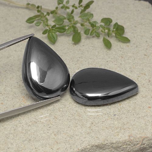 60.51ctw Natural Gris negro Hematites, En forma de pera, Opaco