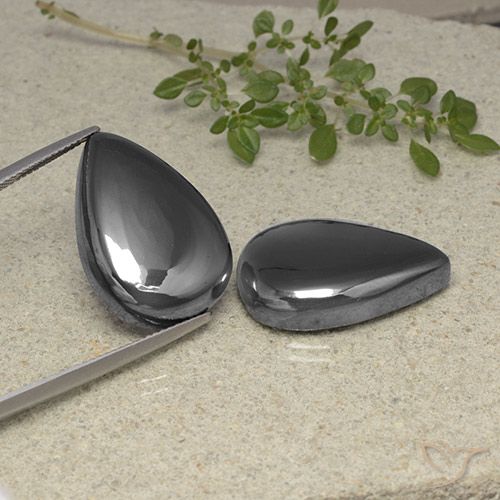 54.14ctw Natural Gris oscuro Hematites, En forma de pera, Opaco