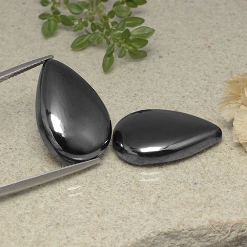 54.71ctw Natural Gris negro Hematites, En forma de pera, Opaco