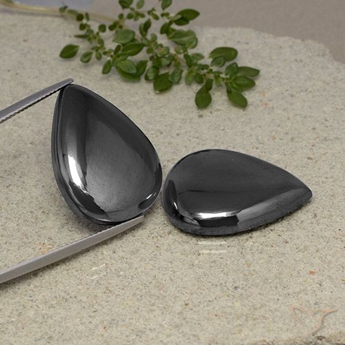 68.39ctw Natural Gris oscuro Hematites, En forma de pera, Opaco