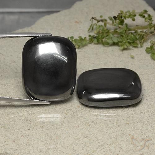 109.47ctw Natural Gris oscuro Hematites, Forma Cojín, Opaco