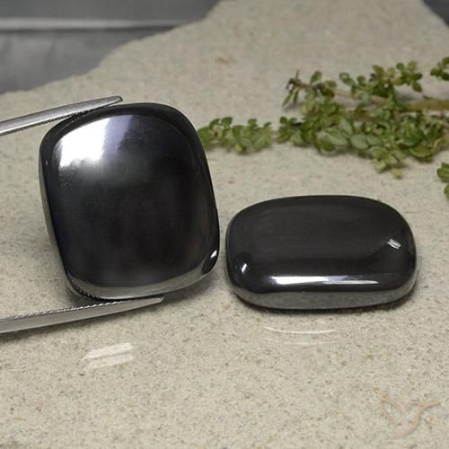 100.49ctw Natural Gris negro Hematites, Forma Cojín, Opaco
