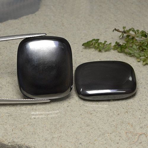 96.22ctw Natural Gris negro Hematites, Forma Cojín, Opaco