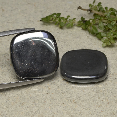 Gemas de hematita gris natural de 26,47 ct, corte cojín, opaco