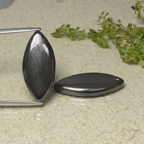 25.62ctw Natural Gris negro Hematites, Marquesa, Opaco