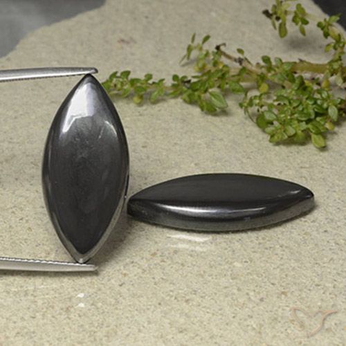 35.66ctw Natural Gris negro Hematites, Marquesa, Opaco
