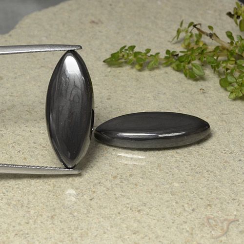 26.64ctw Natural Gris negro Hematites, Marquesa, Opaco