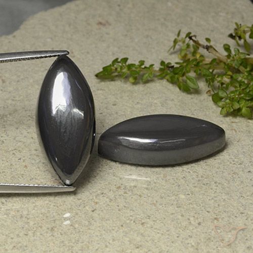 49.18ctw Natural Gris oscuro Hematites, Marquesa, Opaco