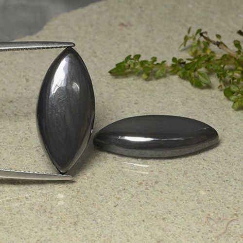 35.35ctw Natural Gris oscuro Hematites, Marquesa, Opaco