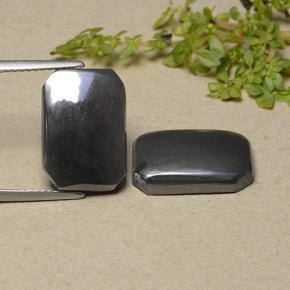 Gemas de hematita gris natural de 17,78 ct, corte esmeralda, opaco
