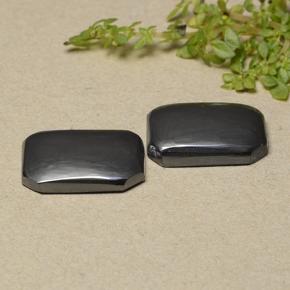 Gemas de hematita gris natural de 17,78 ct, corte esmeralda, opaco