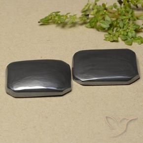 Gemas de Hematites Gris oscuro natural de 37.51 ct, Corte Octágono / Esmeralda, Opaco