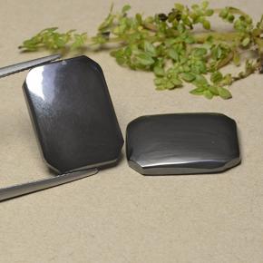 Gemas de Hematites Gris negro natural de 27.63 ct, corte esmeralda, Opaco