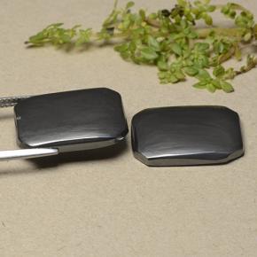 Gemas de Hematites Gris negro natural de 27.63 ct, corte esmeralda, Opaco
