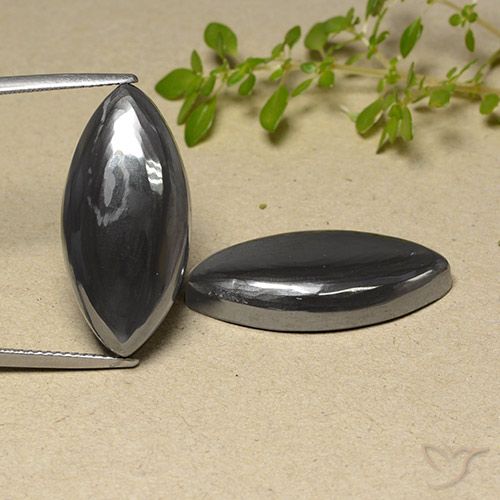 46.29ctw Natural Gris negro Hematites, Marquesa, Opaco